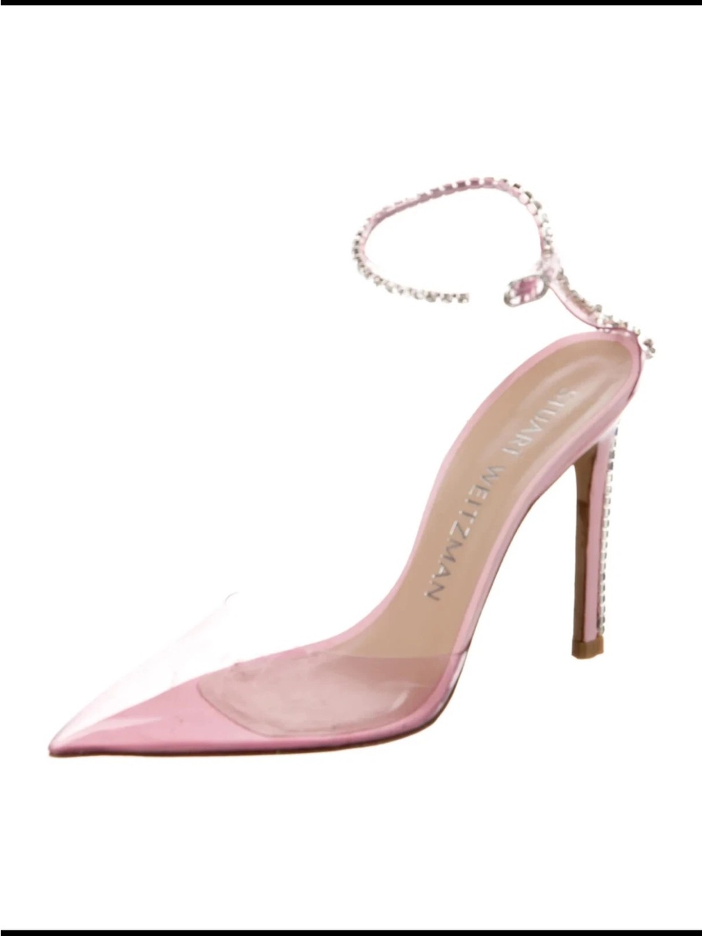 Stuart Weitzman Pink Crystal-Embellished Stiletto Sandals - Picture 3 of 8